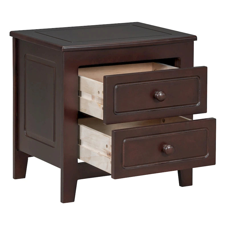 Table de chevet à 2 tiroirs Roomfitters pour chambre à coucher, table de chevet rétro de style milieu de siècle avec design classique
