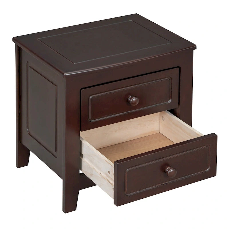Table de chevet à 2 tiroirs Roomfitters pour chambre à coucher, table de chevet rétro de style milieu de siècle avec design classique