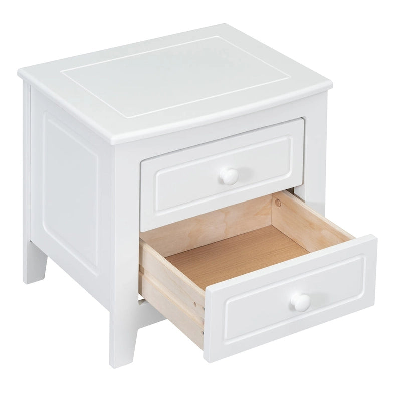 Table de chevet à 2 tiroirs Roomfitters pour chambre à coucher, table de chevet rétro de style milieu de siècle avec design classique