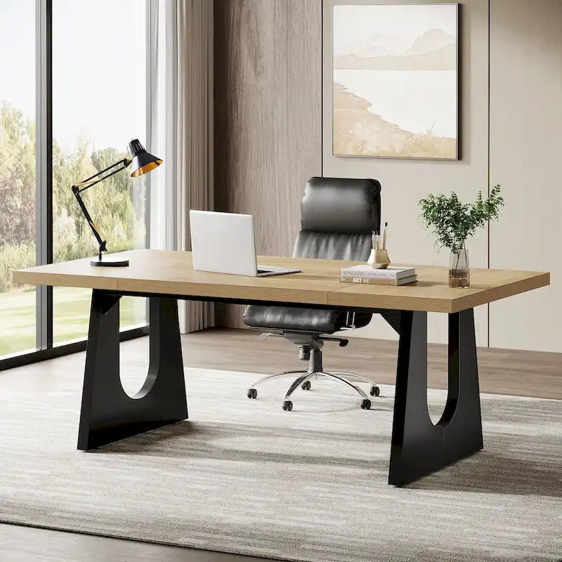 Bureau de direction de 180 cm, bureau d'ordinateur rectangulaire avec grand plateau
