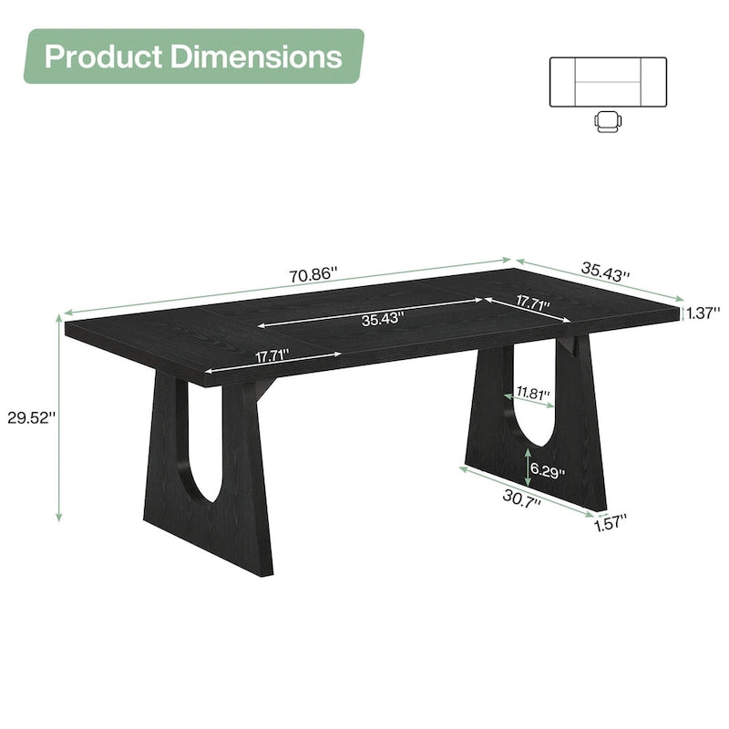 Bureau de direction de 180 cm, bureau d'ordinateur rectangulaire avec grand plateau