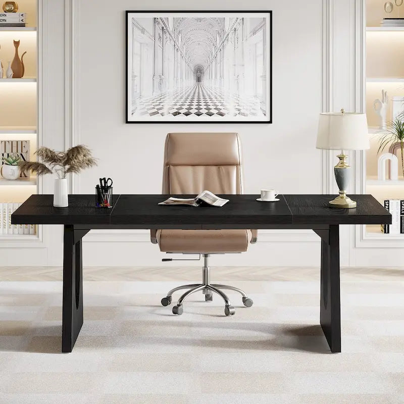 Bureau de direction de 180 cm, bureau d'ordinateur rectangulaire avec grand plateau