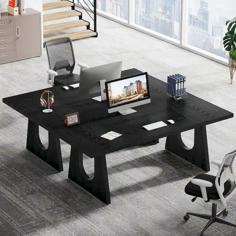 Bureau de direction de 180 cm, bureau d'ordinateur rectangulaire avec grand plateau