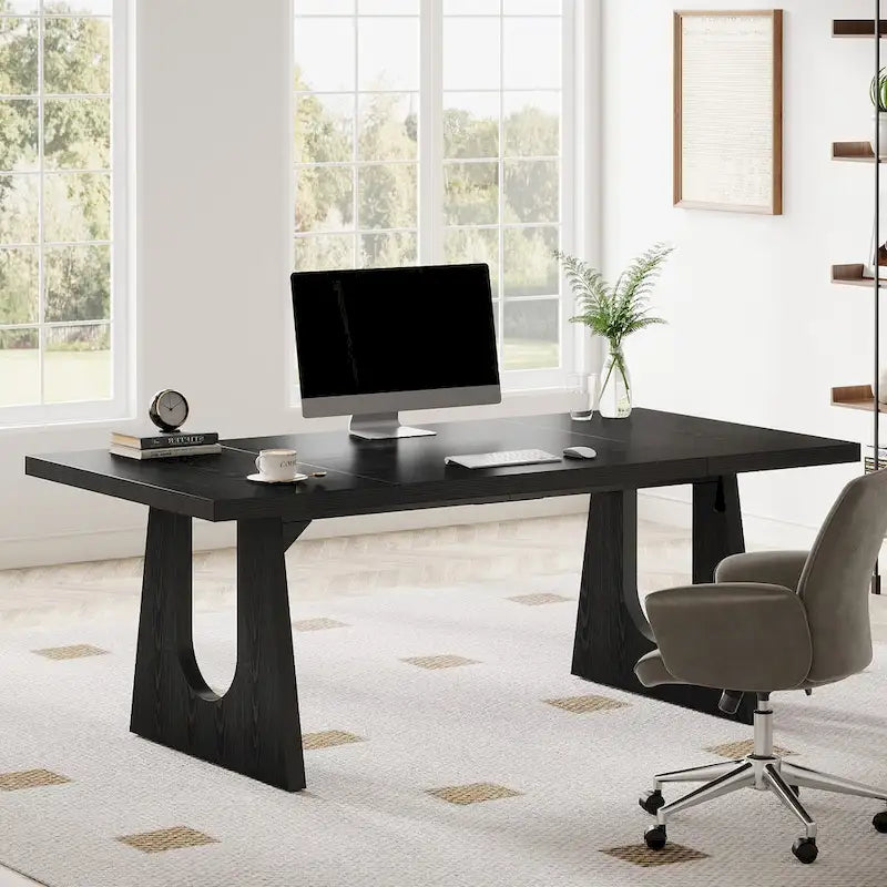 Bureau de direction de 180 cm, bureau d'ordinateur rectangulaire avec grand plateau