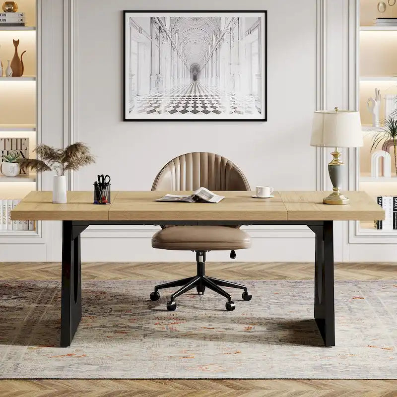 Bureau de direction de 180 cm, bureau d'ordinateur rectangulaire avec grand plateau