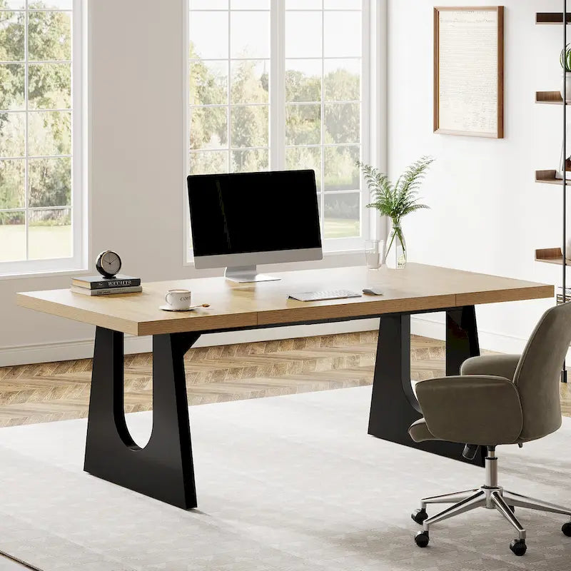 Bureau de direction de 180 cm, bureau d'ordinateur rectangulaire avec grand plateau