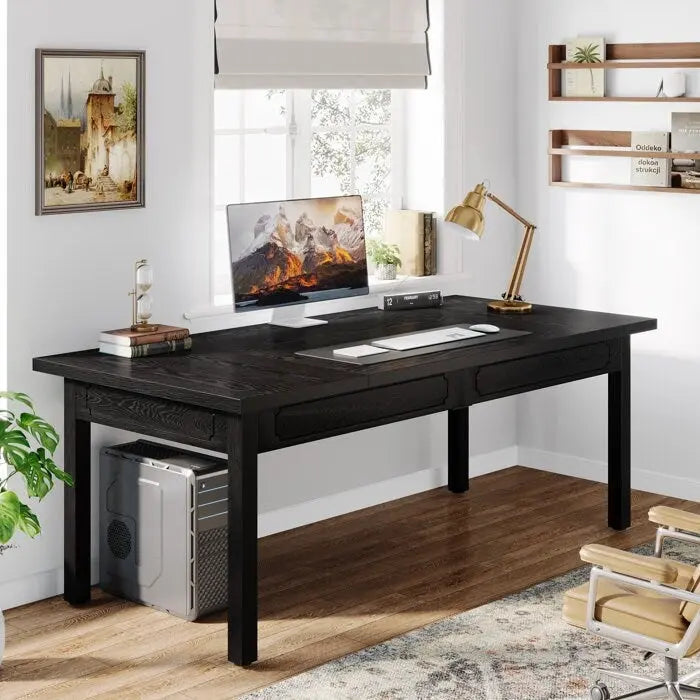 Bureau d'ordinateur de 160 cm, grand bureau de direction pour bureau à domicile