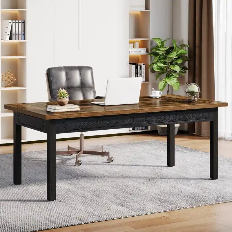 Bureau d'ordinateur de 160 cm, grand bureau de direction pour bureau à domicile