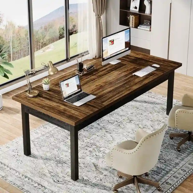 Bureau d'ordinateur de 160 cm, grand bureau de direction pour bureau à domicile