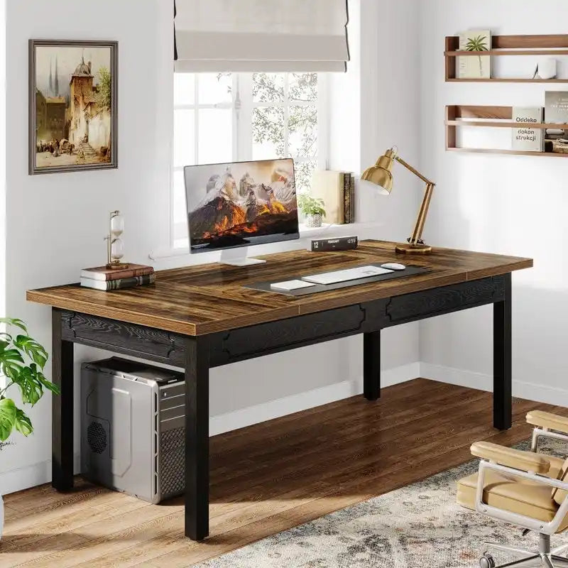 Bureau d'ordinateur de 160 cm, grand bureau de direction pour bureau à domicile