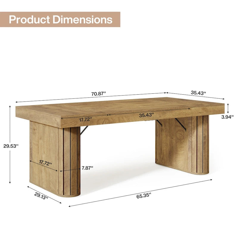 Bureau de direction 70,9 pouces, bureau d'ordinateur de ferme, grande station de travail pour bureau à domicile, marron