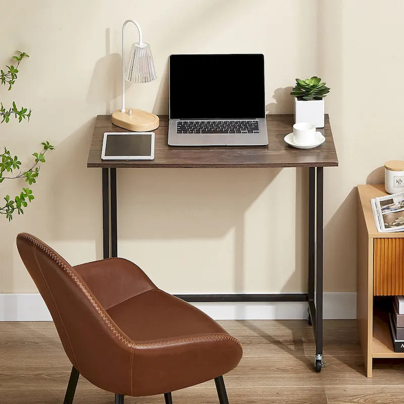 Javlerg Bureau informatique pliable mobile, 31,5 pouces, sans montage, bureau d'écriture roulant, table pour ordinateur portable pliable peu encombrante pour le bureau à domicile