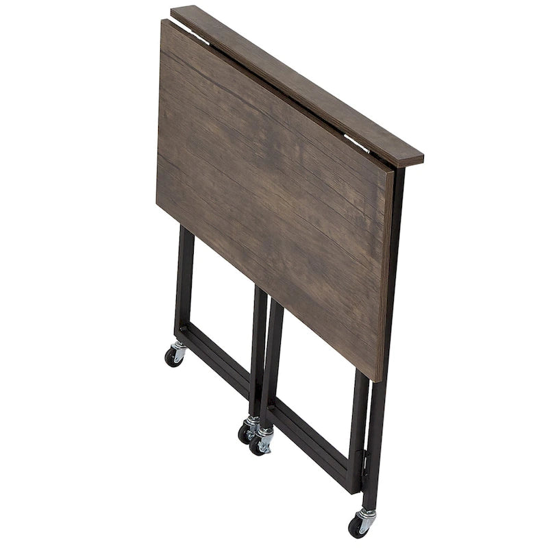 Javlerg Bureau informatique pliable mobile, 31,5 pouces, sans montage, bureau d'écriture roulant, table pour ordinateur portable pliable peu encombrante pour le bureau à domicile