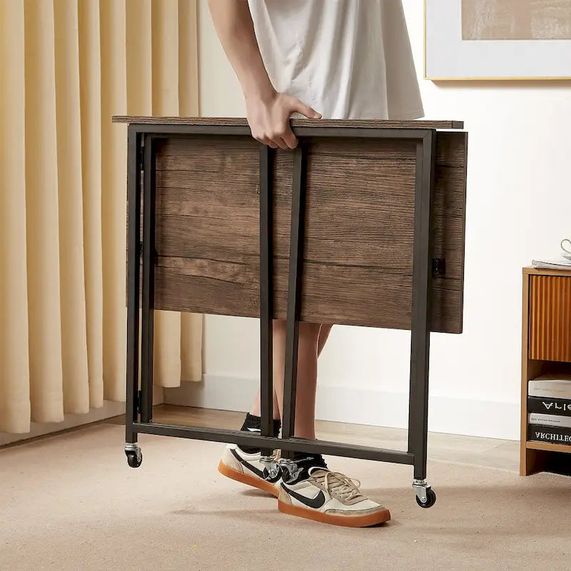 Javlerg Bureau informatique pliable mobile, 31,5 pouces, sans montage, bureau d'écriture roulant, table pour ordinateur portable pliable peu encombrante pour le bureau à domicile