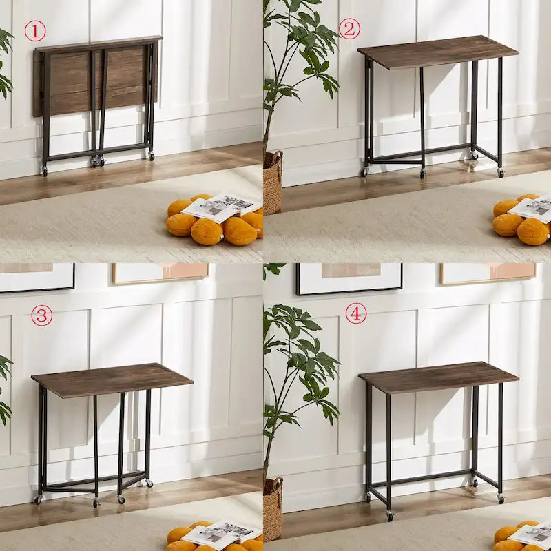 Javlerg Bureau informatique pliable mobile, 31,5 pouces, sans montage, bureau d'écriture roulant, table pour ordinateur portable pliable peu encombrante pour le bureau à domicile