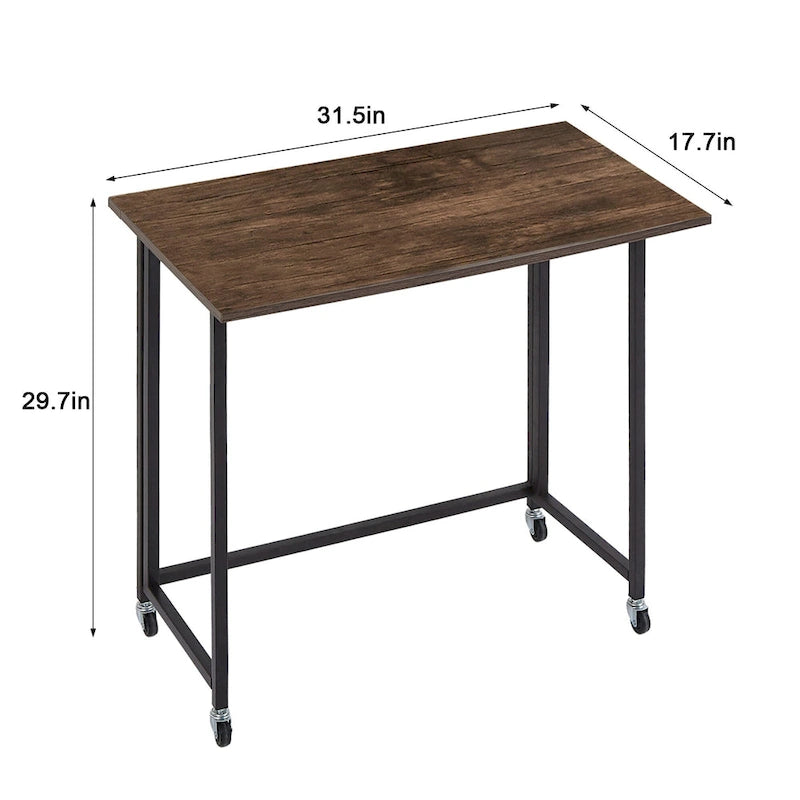 Javlerg Bureau informatique pliable mobile, 31,5 pouces, sans montage, bureau d'écriture roulant, table pour ordinateur portable pliable peu encombrante pour le bureau à domicile