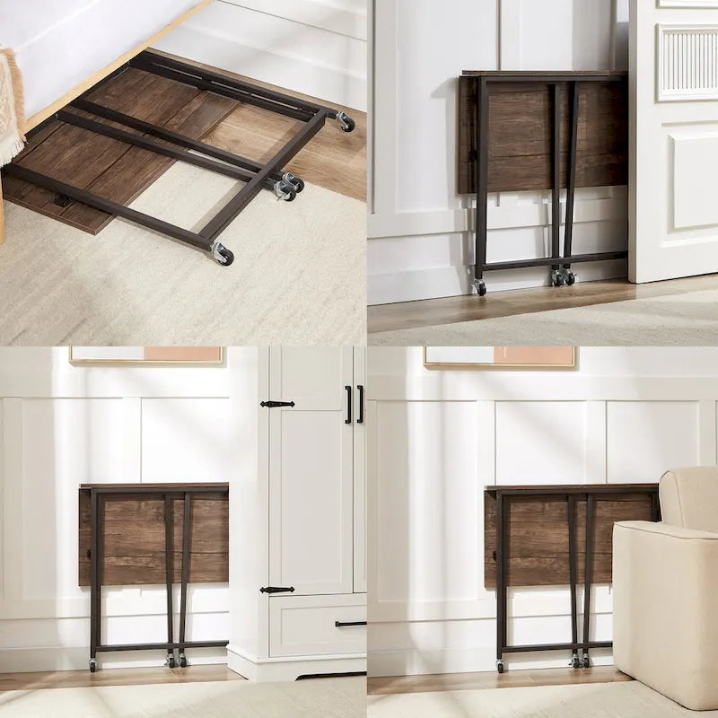 Javlerg Bureau informatique pliable mobile, 31,5 pouces, sans montage, bureau d'écriture roulant, table pour ordinateur portable pliable peu encombrante pour le bureau à domicile