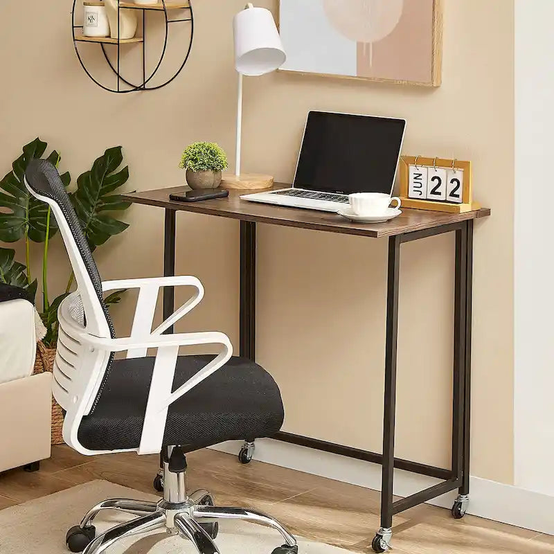 Javlerg Bureau informatique pliable mobile, 31,5 pouces, sans montage, bureau d'écriture roulant, table pour ordinateur portable pliable peu encombrante pour le bureau à domicile