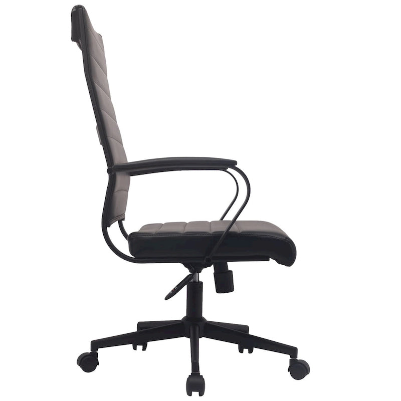 Chaise de bureau ergonomique moderne : Dossier mi-haut, cuir PU, accoudoirs, inclinaison, hauteur réglable, roulettes, pivotante