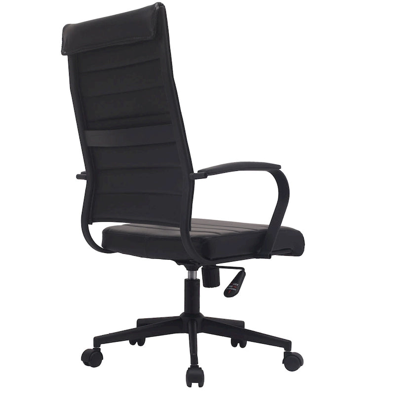 Chaise de bureau ergonomique moderne : Dossier mi-haut, cuir PU, accoudoirs, inclinaison, hauteur réglable, roulettes, pivotante