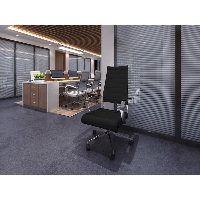 Chaise de bureau ergonomique moderne : Dossier mi-haut, cuir PU, accoudoirs, inclinaison, hauteur réglable, roulettes, pivotante