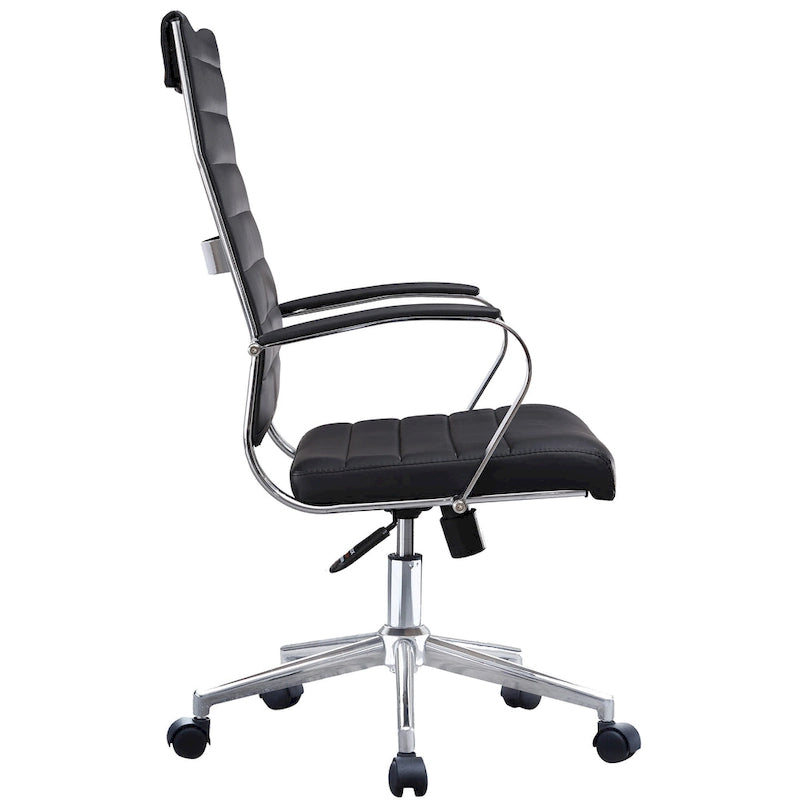 Chaise de bureau ergonomique moderne : Dossier mi-haut, cuir PU, accoudoirs, inclinaison, hauteur réglable, roulettes, pivotante