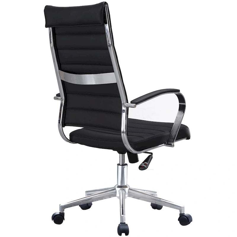Chaise de bureau ergonomique moderne : Dossier mi-haut, cuir PU, accoudoirs, inclinaison, hauteur réglable, roulettes, pivotante