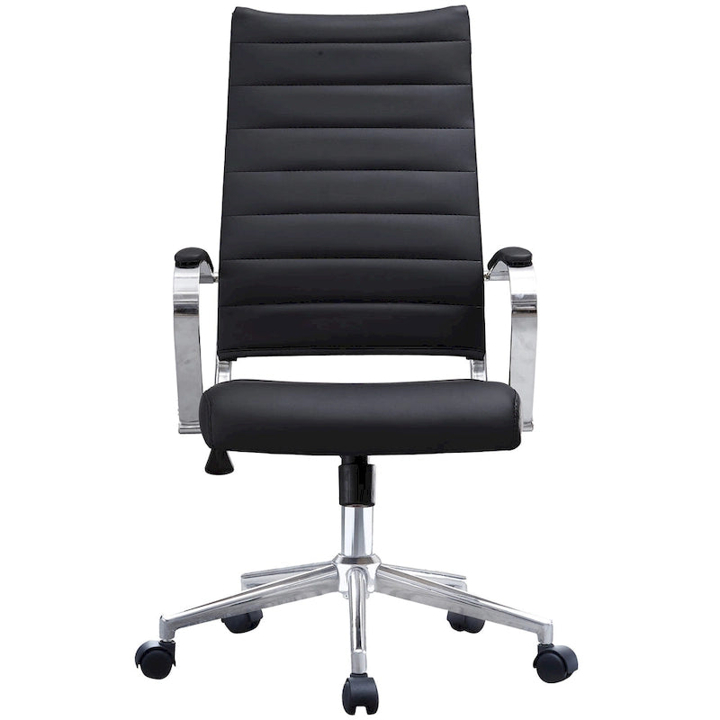 Chaise de bureau ergonomique moderne : Dossier mi-haut, cuir PU, accoudoirs, inclinaison, hauteur réglable, roulettes, pivotante