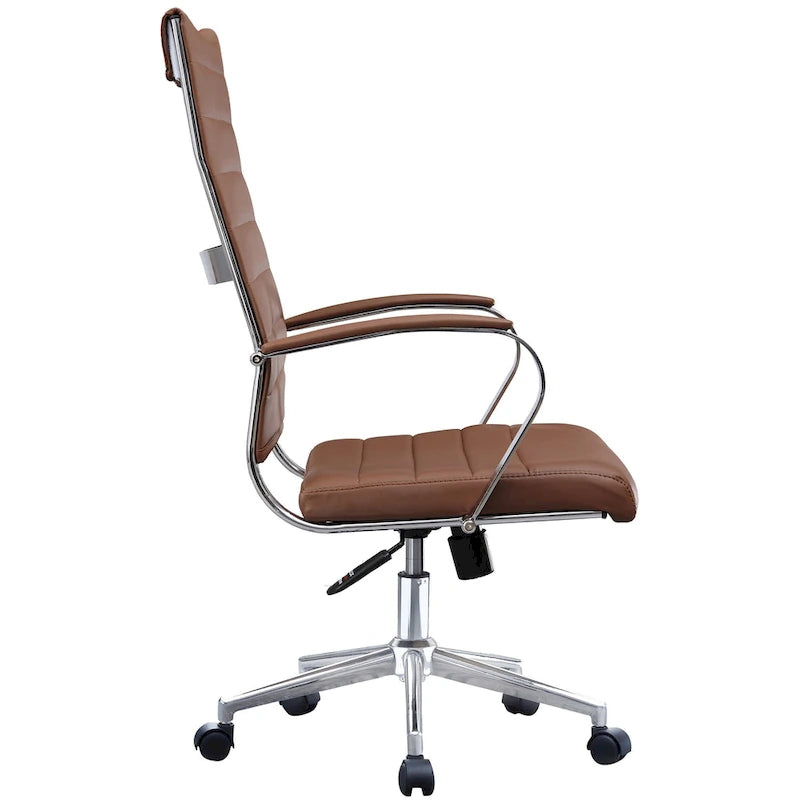 Chaise de bureau ergonomique moderne : Dossier mi-haut, cuir PU, accoudoirs, inclinaison, hauteur réglable, roulettes, pivotante