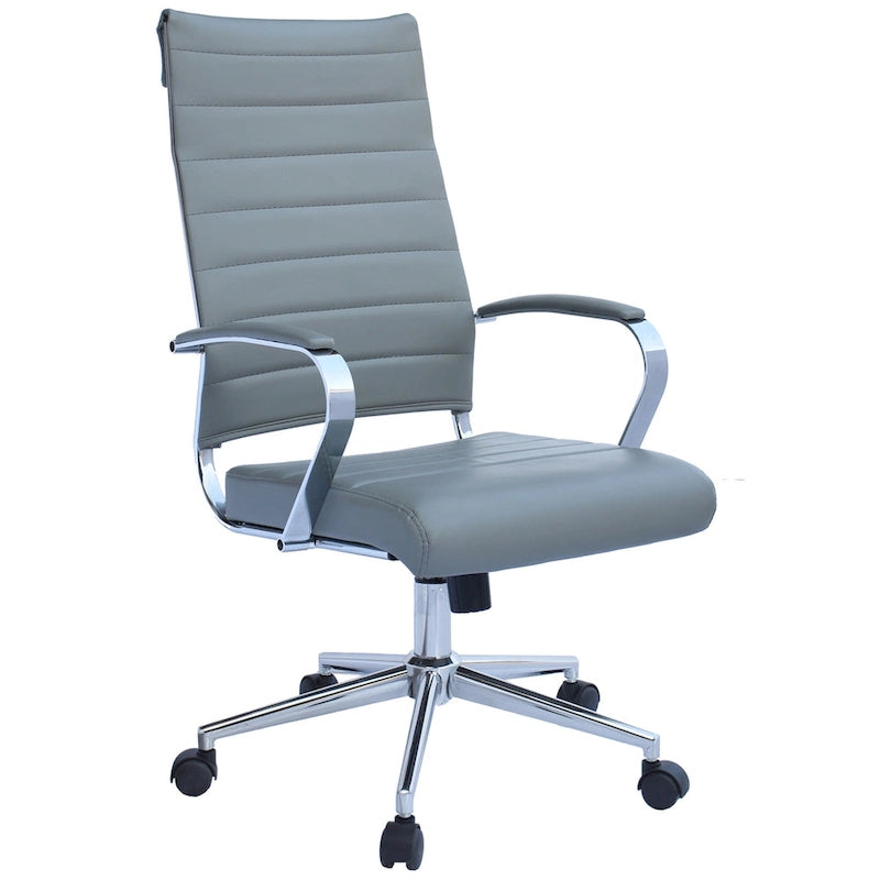 Chaise de bureau ergonomique moderne : Dossier mi-haut, cuir PU, accoudoirs, inclinaison, hauteur réglable, roulettes, pivotante