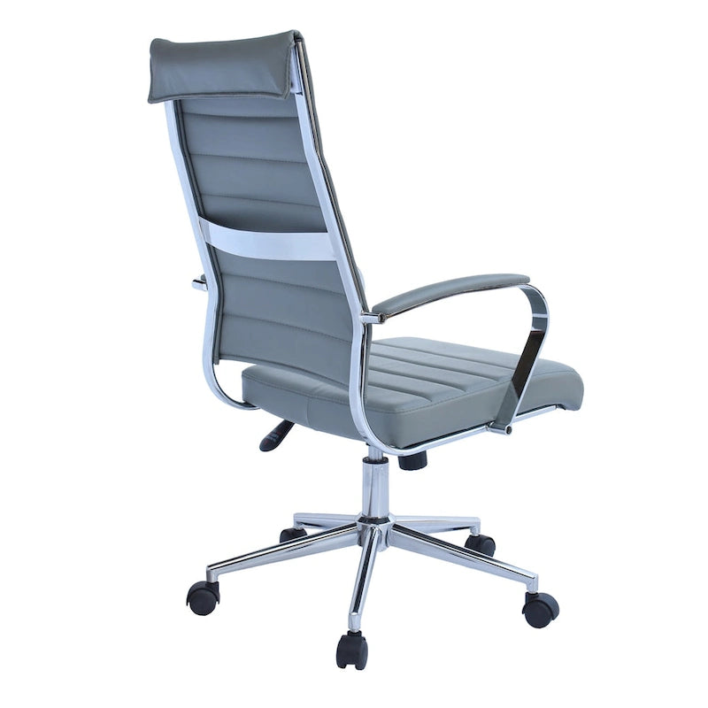 Chaise de bureau ergonomique moderne : Dossier mi-haut, cuir PU, accoudoirs, inclinaison, hauteur réglable, roulettes, pivotante