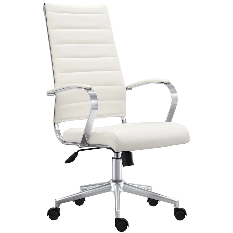 Chaise de bureau ergonomique moderne : Dossier mi-haut, cuir PU, accoudoirs, inclinaison, hauteur réglable, roulettes, pivotante