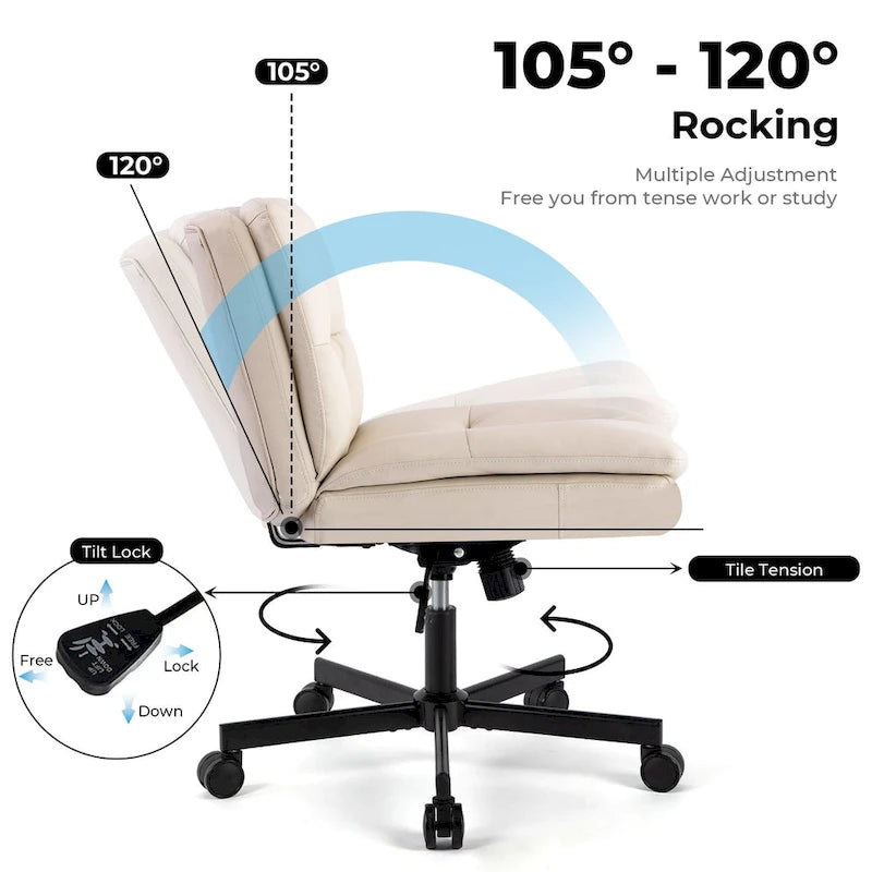 Chaise de bureau pivotante à roulettes grande taille 360°