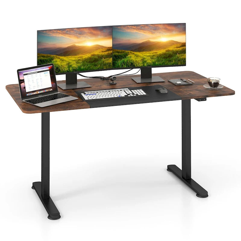 Gymax 55 Bureau Debout Électrique Réglable en Hauteur pour Bureau à Domicile