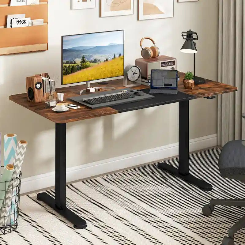 Gymax 55 Bureau Debout Électrique Réglable en Hauteur pour Bureau à Domicile