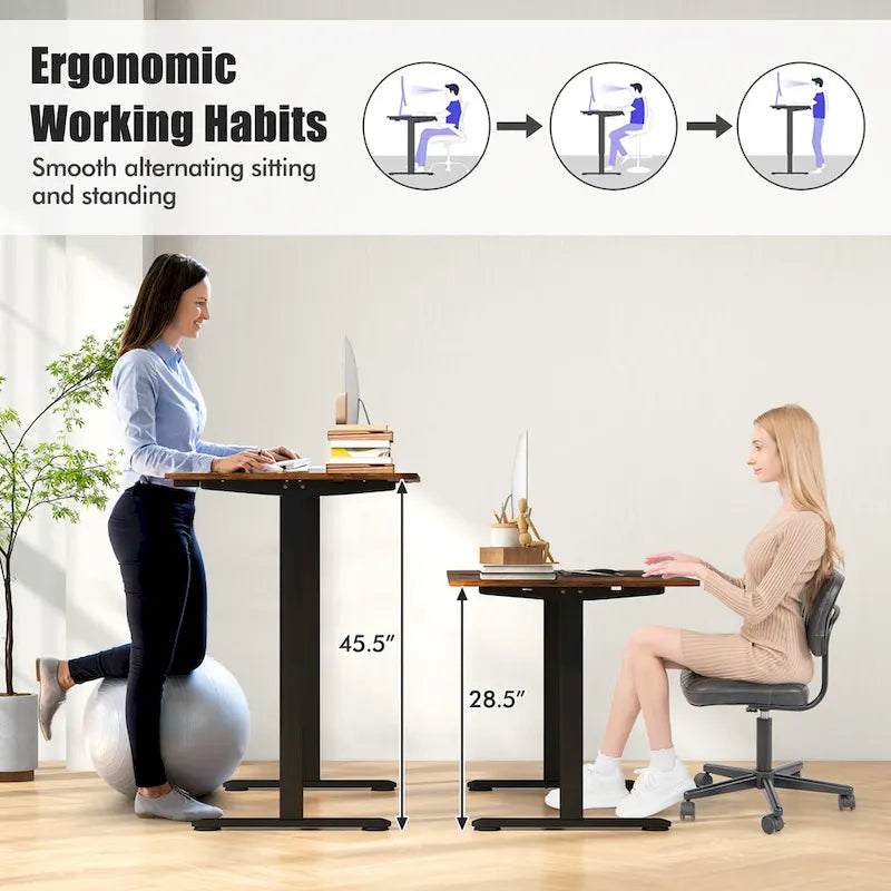 Gymax 55 Bureau Debout Électrique Réglable en Hauteur pour Bureau à Domicile