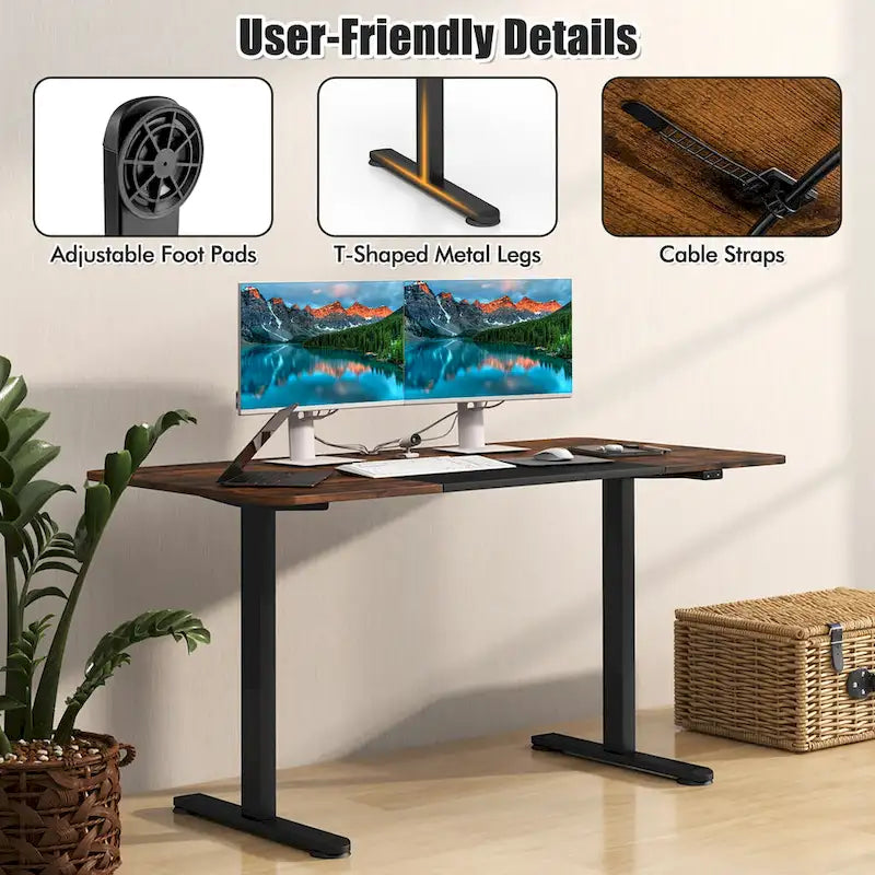 Gymax 55 Bureau Debout Électrique Réglable en Hauteur pour Bureau à Domicile