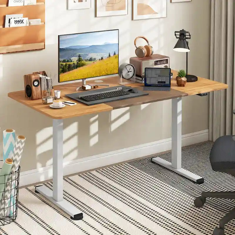 Gymax 55 Bureau Debout Électrique Réglable en Hauteur pour Bureau à Domicile