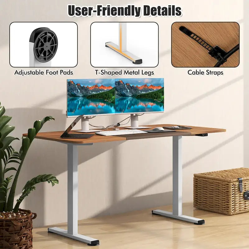 Gymax 55 Bureau Debout Électrique Réglable en Hauteur pour Bureau à Domicile
