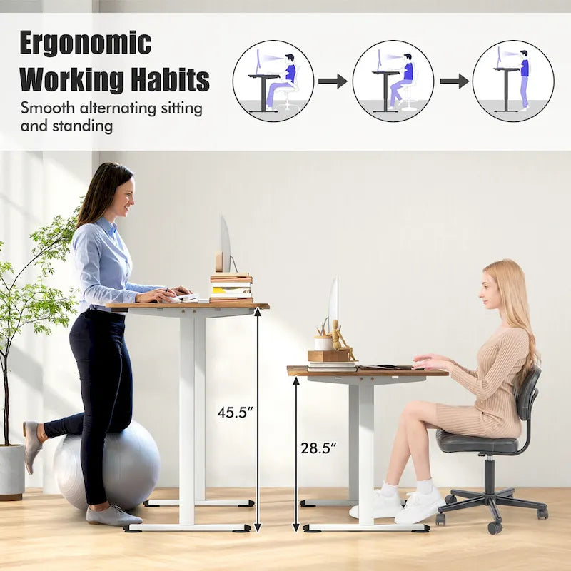 Gymax 55 Bureau Debout Électrique Réglable en Hauteur pour Bureau à Domicile