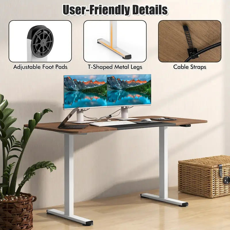 Gymax 55 Bureau Debout Électrique Réglable en Hauteur pour Bureau à Domicile