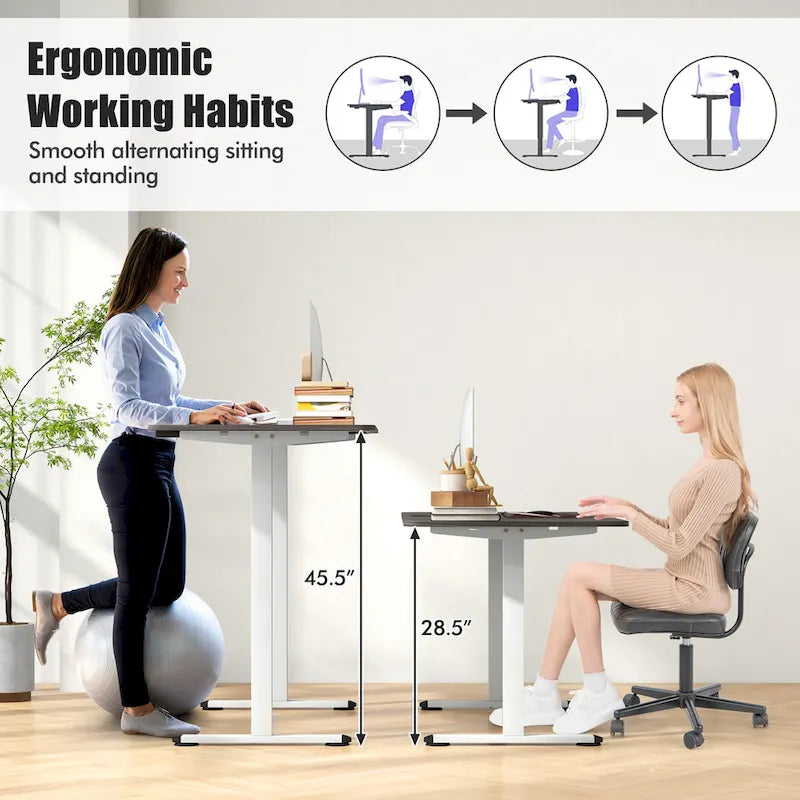 Gymax 55 Bureau Debout Électrique Réglable en Hauteur pour Bureau à Domicile