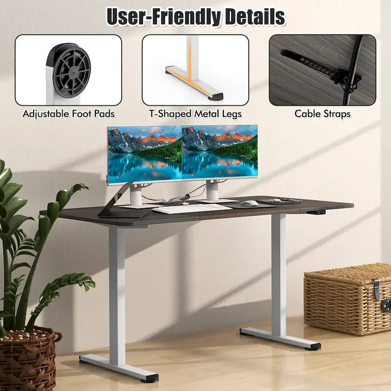 Gymax 55 Bureau Debout Électrique Réglable en Hauteur pour Bureau à Domicile