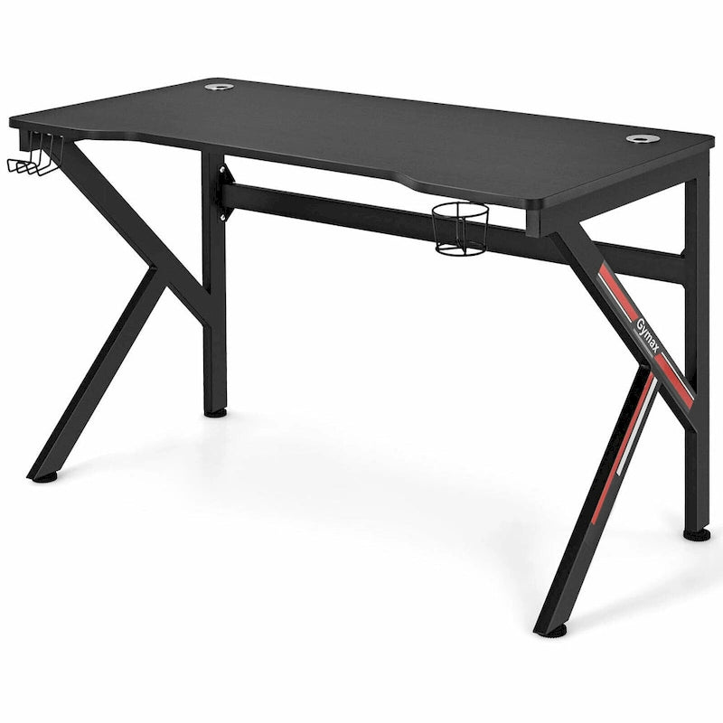 Gymax Bureau de jeu en forme de K 48 avec porte-gobelet et