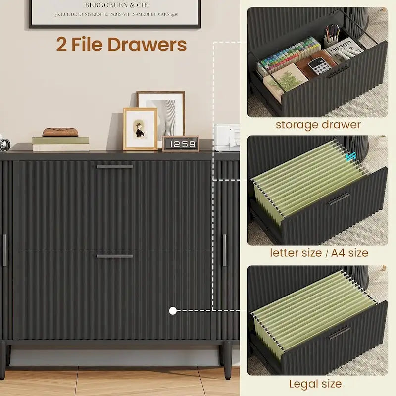 Meuble de classement à 2 tiroirs Meuble de rangement pour bureau à domicile avec 2 portes