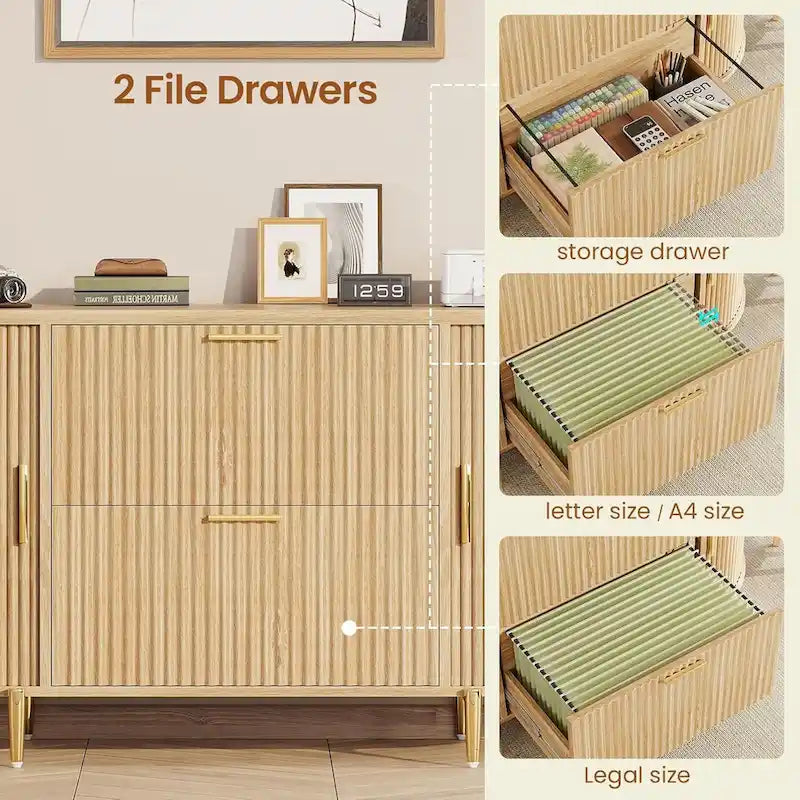 Meuble de classement à 2 tiroirs Meuble de rangement pour bureau à domicile avec 2 portes