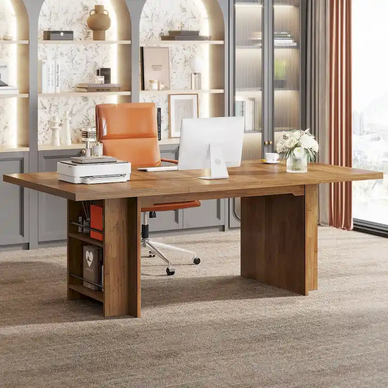 Bureau de direction de 160 cm, grand bureau d'ordinateur avec rangement