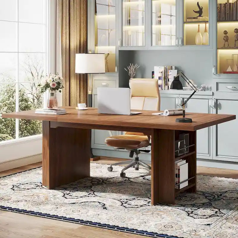 Bureau de direction de 160 cm, grand bureau d'ordinateur avec rangement