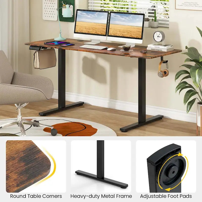 Costway Bureau assis-debout électrique réglable en hauteur 160 x 61 cm - Voir les détails