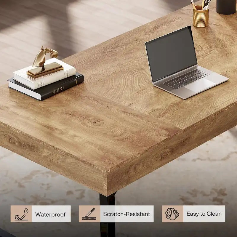 Bureau de direction industriel de 55 pouces, bureau d'ordinateur portable rustique simple avec pieds en métal robustes